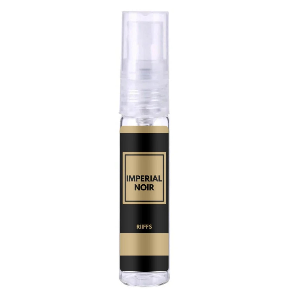 Imperial Noir parfum sample van Salepify app in elegante fles met gouden kroondop