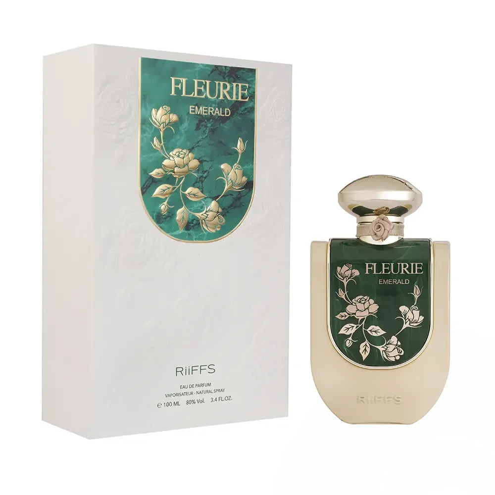 Emerald-thema Arabische parfumartikelen met parfumolie in smaragdgroene fles en doos