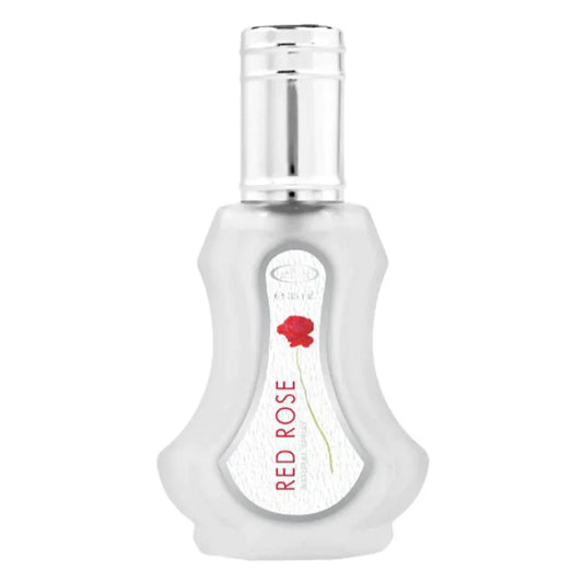 Frosted glas parfumflesje met zilveren dop voor Al-Rehab Parfum Red Rose, bloemige parfum geurfamilie