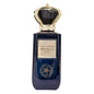 Dark blauw Zaafaran Parfum Midnight Oud fles met gouden kroondop, luxe geur