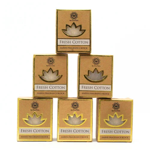 Geurblokje Fresh Cotton met frisse katoen geur en tree amber fragrance, groen boom amber