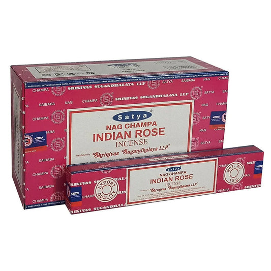 Grote karton en enkele Satya Nag Champa Indiase Roos wierookstokjes voor geurbeleving
