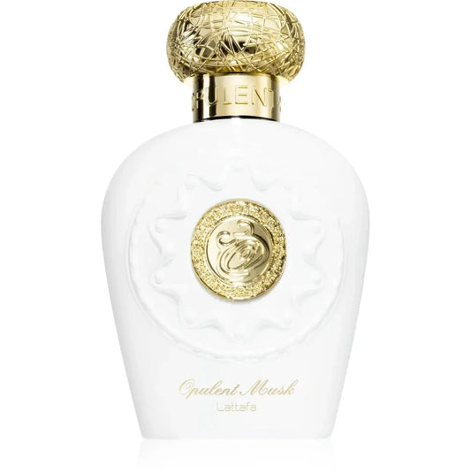 Lattafa parfum met gouden dop en embleem voor een opulente musk geur