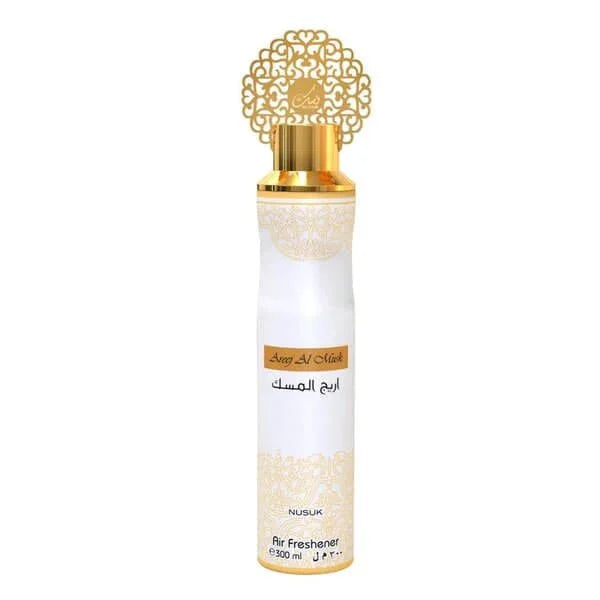 Luchtverfrisser Areej met Arabische Geur en Gouden Dop, elegante aerosol spray