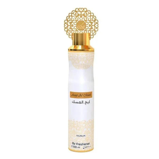 Luchtverfrisser Areej met Arabische Geur en Gouden Dop, elegante aerosol spray