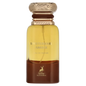 Amberkleurige parfumfles met gouden accenten voor Mysterious Amber Maison al Hambra