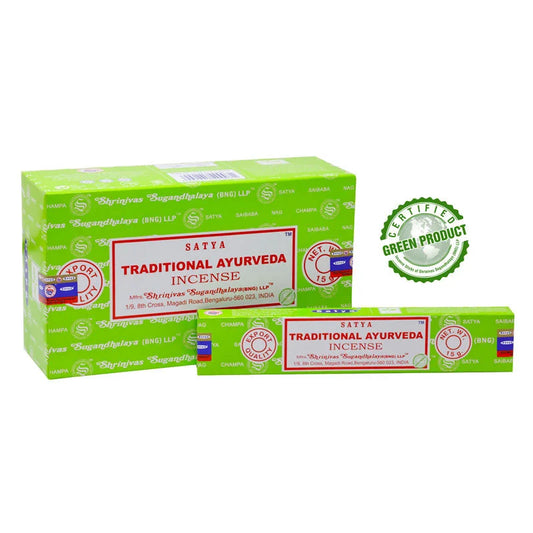 Satya Ayurveda Wierookstokjes Grote Doos met Kleine Set, traditioneel ayurveda wierookstokjes