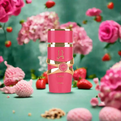 Roze en gouden parfumflesje met lint voor Yara Candy Yara fans
